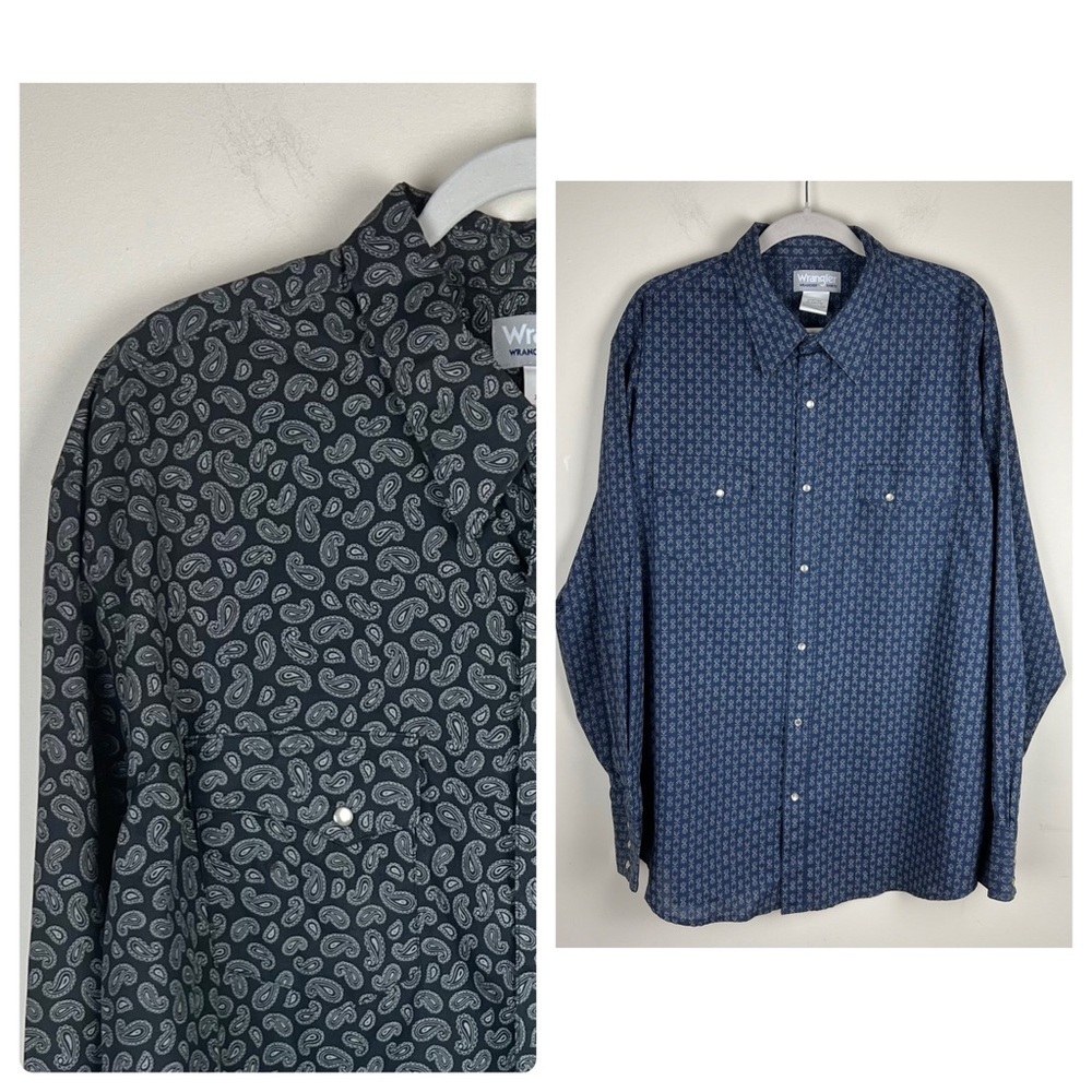 Wrangler | Western Rodeo Bundle (2) Pearl Snap Button Wrancher Shirts | XXL